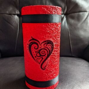 HANDMADE Glass Triabal Heart Candle Holder or Vase